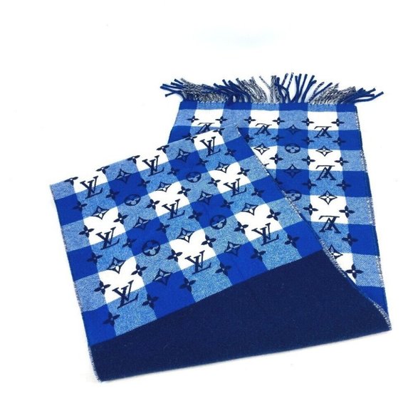 LOUIS VUITTON Echarpes Monogram Check Block fringe Scarf - Picture 1 of 9